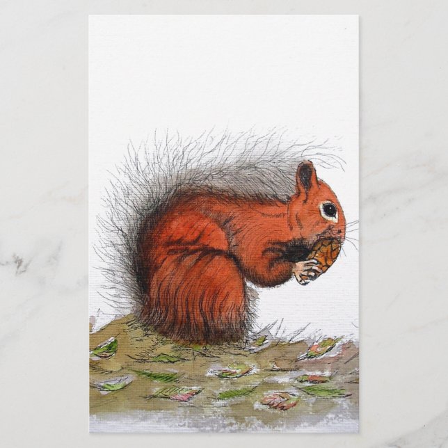 Red Squirrel gräs cone Brevpapper (Framsida)
