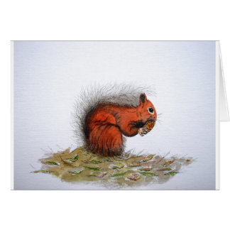 Red Squirrel gräs cone Hälsningskort