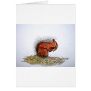 Red Squirrel gräs cone Hälsningskort