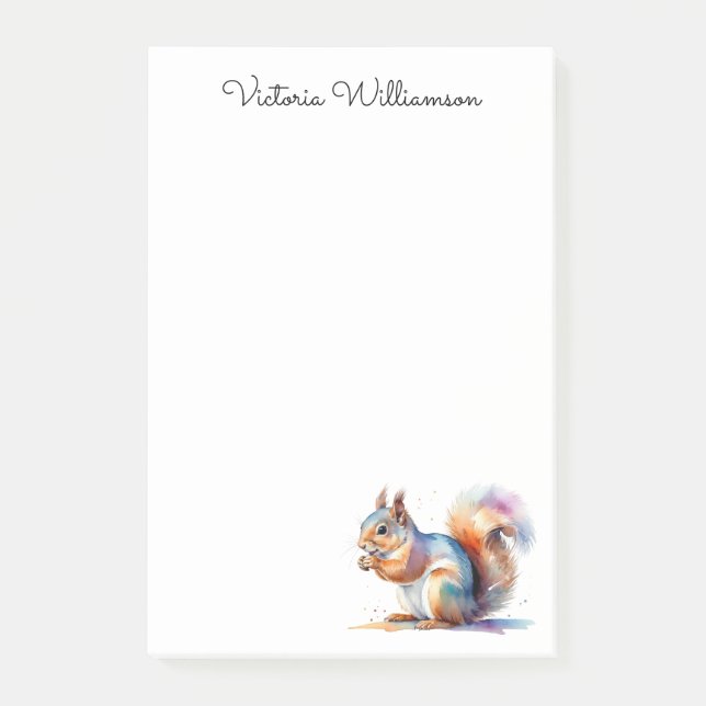 Red Squirrel Watercolor Wildlife Personalized Post-it Block (Framsida)
