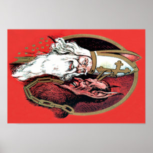 Red St Nicholas Krampus Poster
