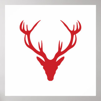 Red Stag Head- jul eller Stag Party Poster