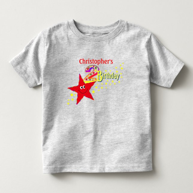 Red Star 2:a födelsedagshjort Tee Shirt (Framsida)