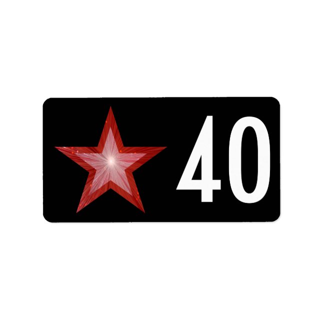 Red Star 40, svart medium Adressetikett (Framsidan)