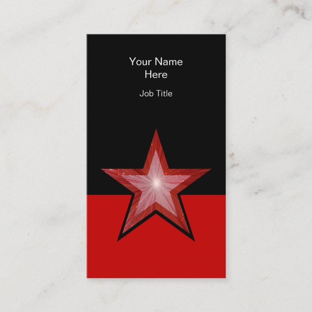 Red Star affärskort Red Black lodrät Visitkort (Framsida)
