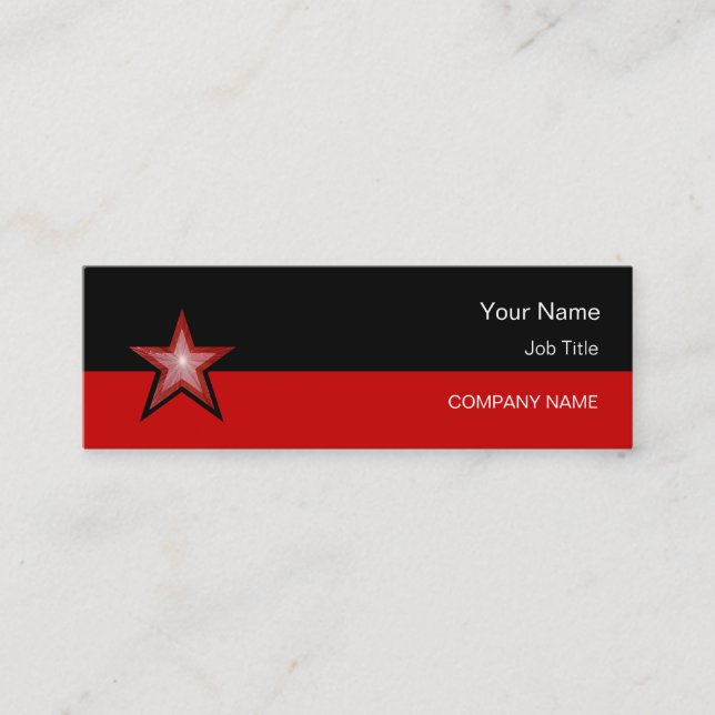 Red Star affärskort Red Black smala Mini Visitkort (Framsida)