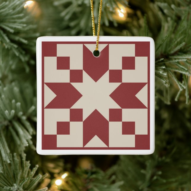 Red Star Barn Quilt Ornament (Träd)