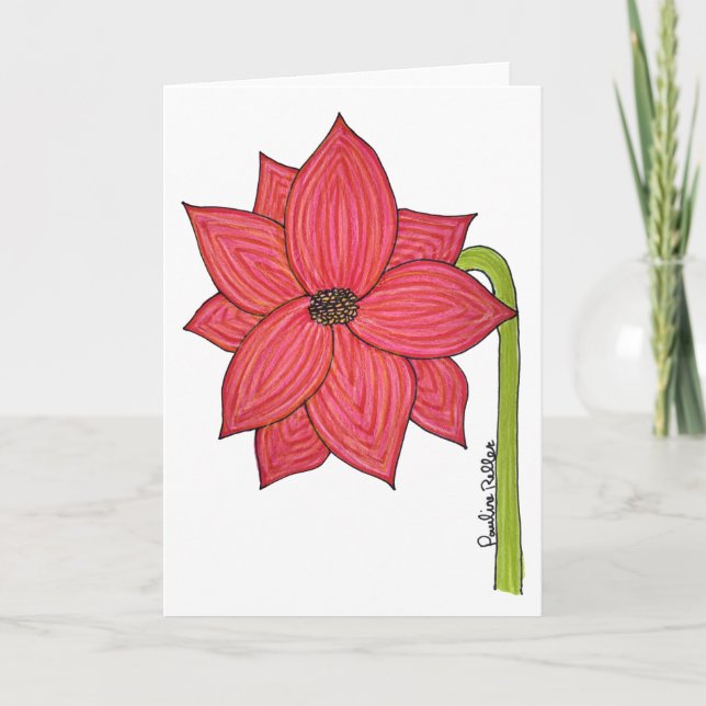 Red Star Flower Blank Kort (Framsida)