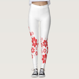 Red Star Flower Leggings