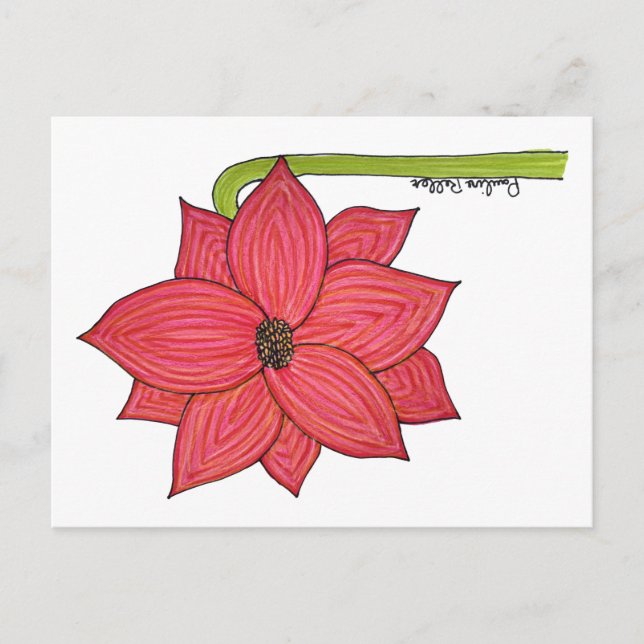 Red Star Flower Postcard Vykort (Framsida)