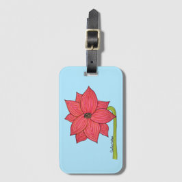 Red Star Flower with Blue background Bagagebricka