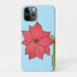 Red Star Flower with Blue background