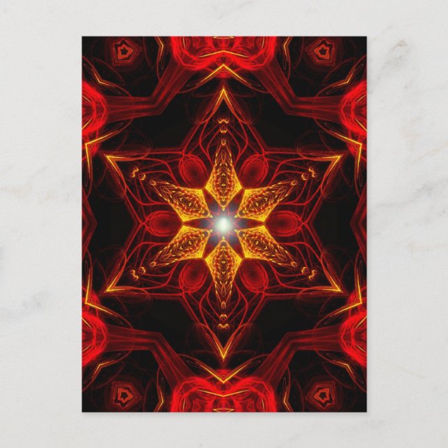 Red Star Fractal Art-vykort Vykort (Framsida)