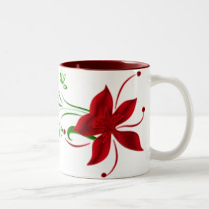 Red Star Gazer Lily Mugg