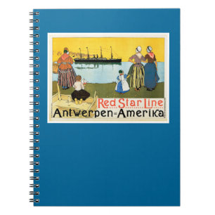 Red Star Line ~ Antwerpen-Amerika Anteckningsbok Med Spiral