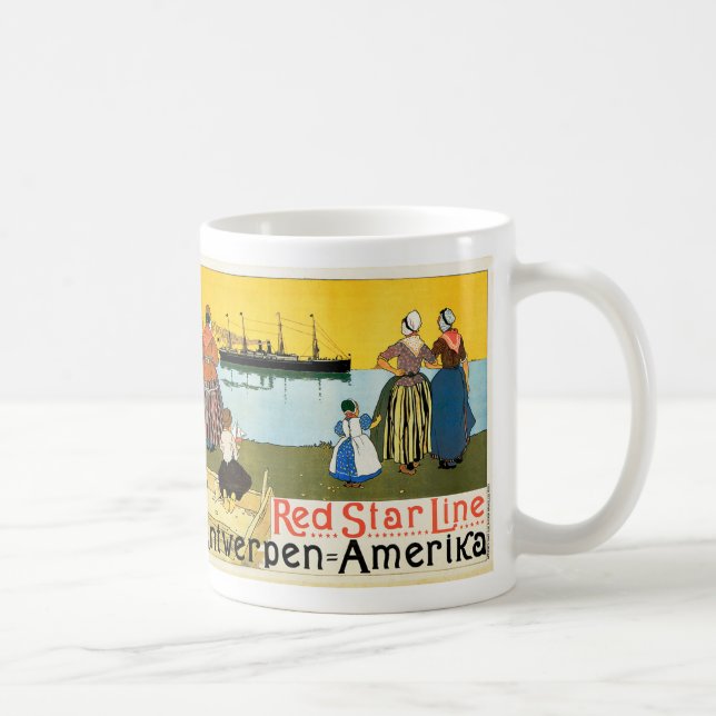 Red Star Line ~ Antwerpen-Amerika Kaffemugg (Höger)