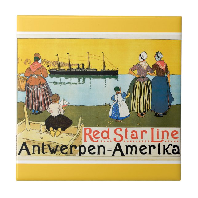 Red Star Line ~ Antwerpen-Amerika Kakelplatta (Framsidan)