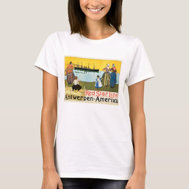 Red Star Line ~ Antwerpen-Amerika T Shirt (Framsida)
