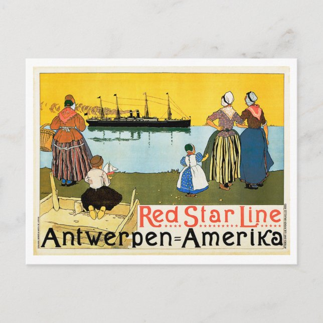 Red Star Line ~ Antwerpen-Amerika Vykort (Framsida)