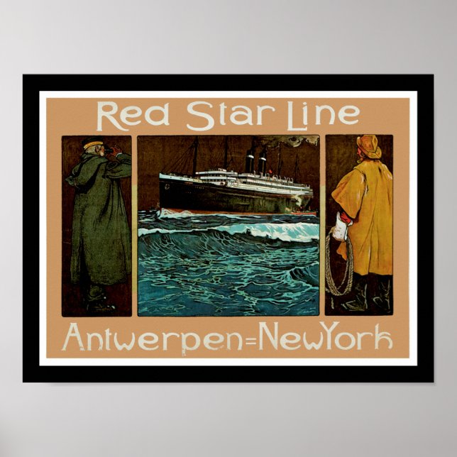 Red Star Line ~ Antwerpen-New York Poster (Framsidan)