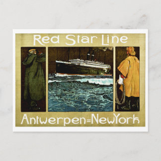Red Star Line Antwerpen till New York Vykort