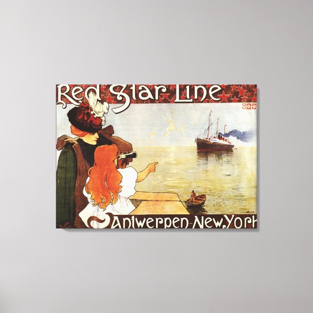 Red Star Line Cruises till New York Promo Poster Canvastryck (Framsida)