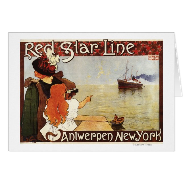 Red Star Line Cruises till New York Promo Poster Hälsningskort (Framsidan Horizontal)
