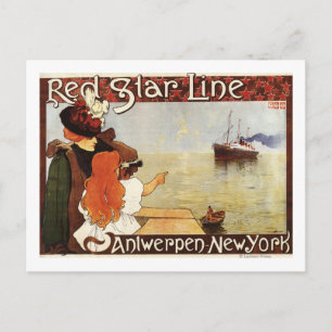 Red Star Line Cruises till New York Promo Poster Vykort