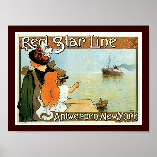 Red Star Line Woman med Girl Ad Poster (Framsidan)