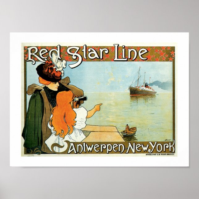 Red Star Line Woman med Girl Ad Poster (Framsidan)