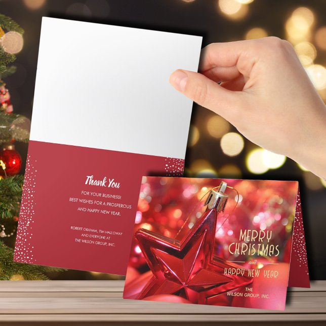 Red Star Ornament Business Tack Foled Helgkort (Skapare uppladdad)