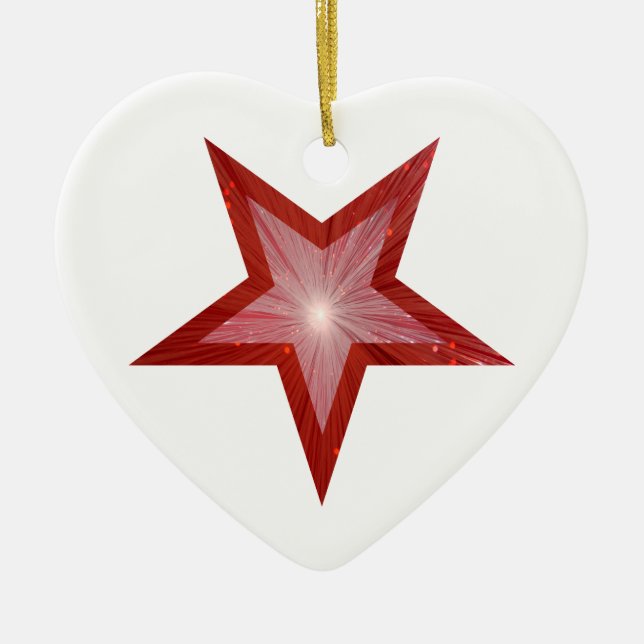 Red Star ornament hjärtform vit (Framsidan)