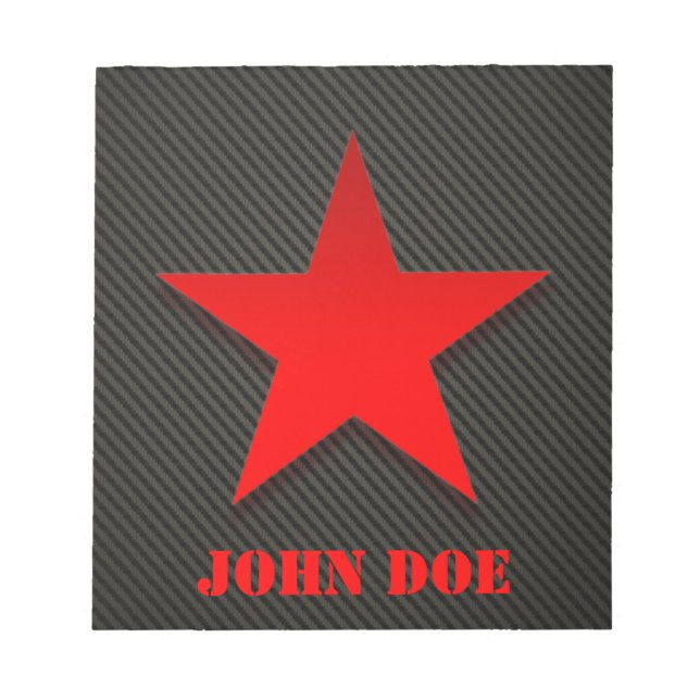 Red Star på svarta kolfibrer Anteckningsblock (Framsida)