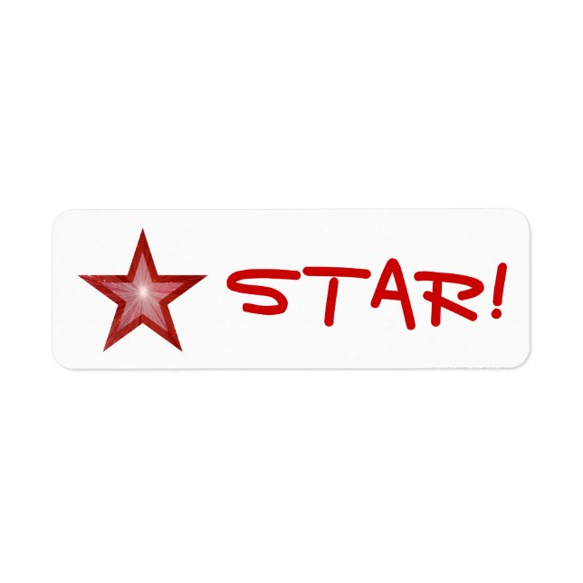 Red Star "STAR"-etikett, liten vit! Returadress Etikett (Framsidan)