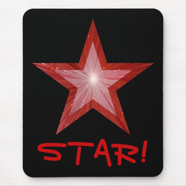 Red Star "STAR"! mousserande svart Musmatta (Framsidan)