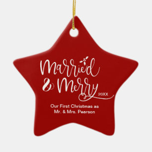 Red Star Vår första jultomte med Merry Photo Julgransprydnad Keramik