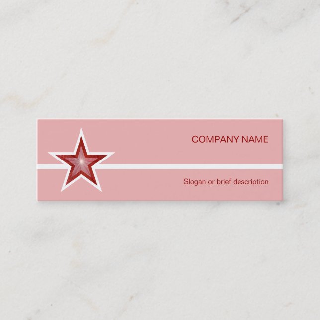 Red Star White Line affärskort rosa smala  Mini Visitkort (Framsida)