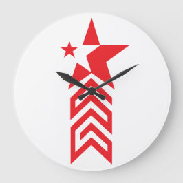 Red Star with Chevron Arrows Stor Klocka