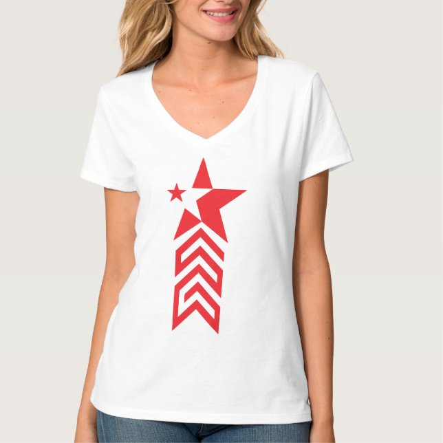Red Star with Chevron Arrows T Shirt (Framsida)