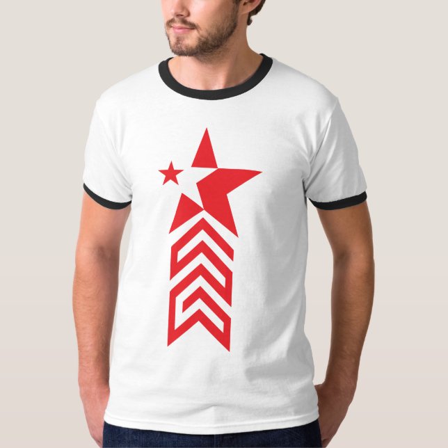 Red Star with Chevron Arrows T Shirt (Framsida)