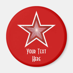 Red Star 'Your Text'-kylskåp, magnet red