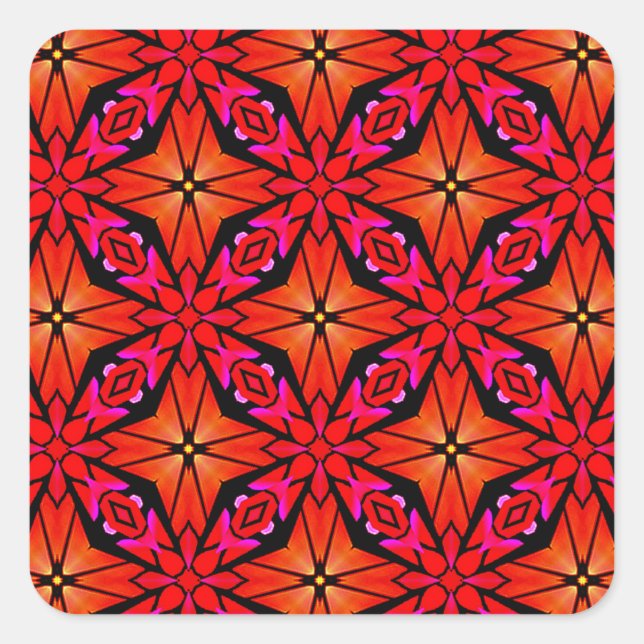 Red Starburst Design Fyrkantigt Klistermärke (Framsida)