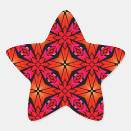 Red Starburst Design Stjärnformat Klistermärke