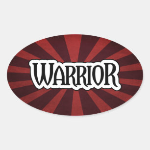 Red Starburst Warrior Sticker Ovalt Klistermärke