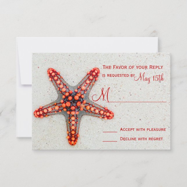 Red Starfish Sand Beach Destination Wedding OSA Kort (Framsida)