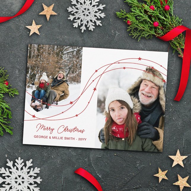 Red Starry Strings Arch Photos God jul Julkort (Skapare uppladdad)