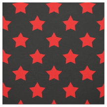 Red Stars Black Background Textile