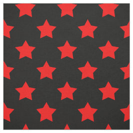 Red Stars Black Background Textile Tyg