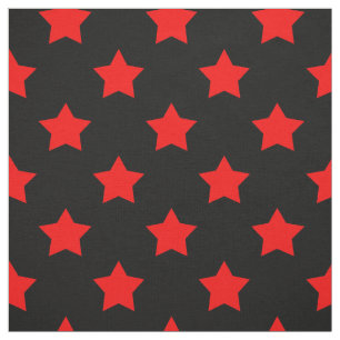 Red Stars Black Background Textile Tyg