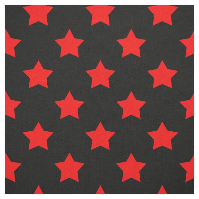 Red Stars Black Background Textile Tyg (Provkarta)